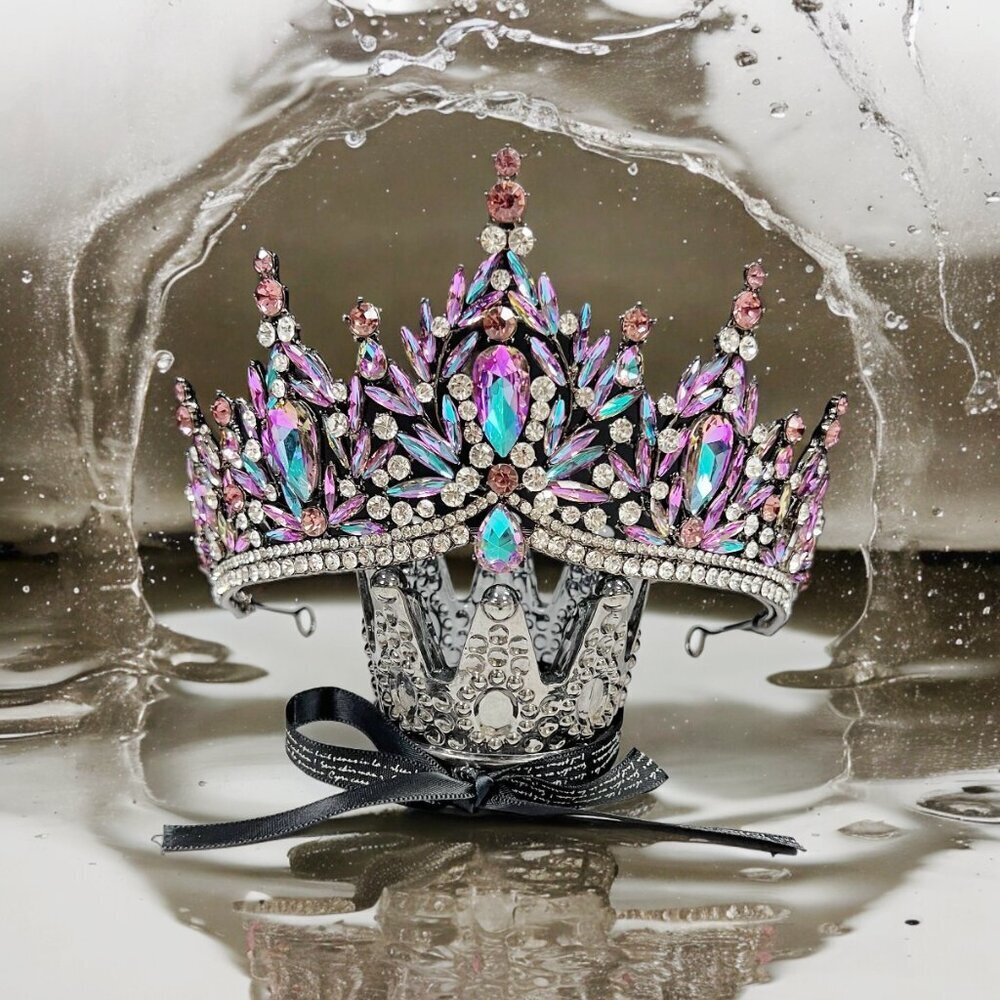 Purple Wedding Tiara, Gun Metal Silver Bridal Headband Bridesmaid Hair Accessory
